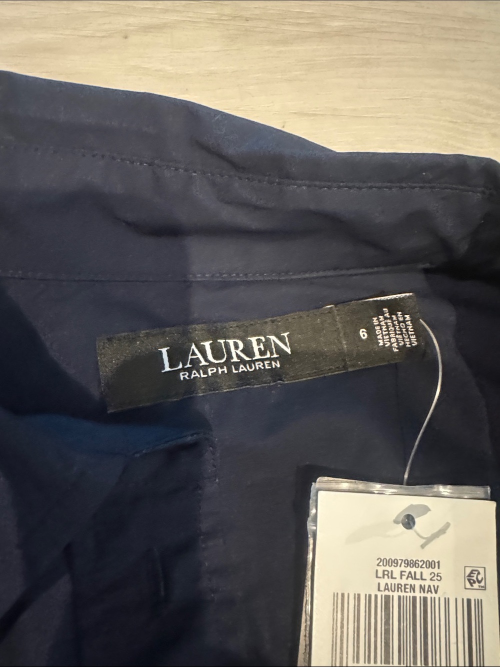 Lauren Ralph Lauren Navy Button-Front Shirt Dress with Tie Waist - Picture 13 of 14